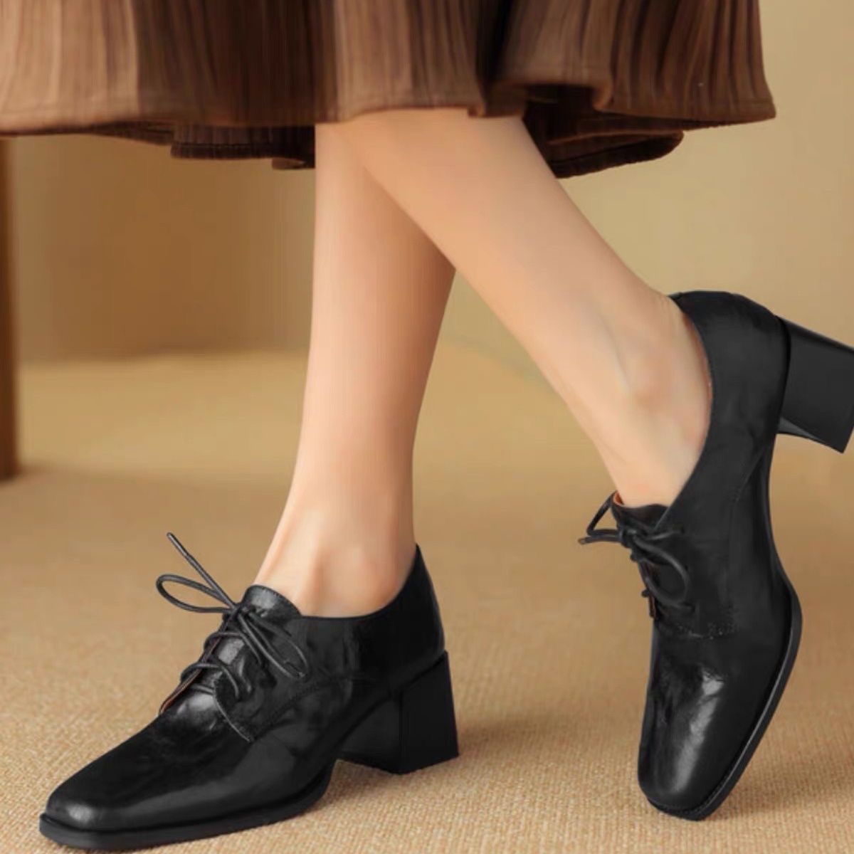 Oxford Lace Up Women - Sapatos Oxford femininos com biqueira quadrada
