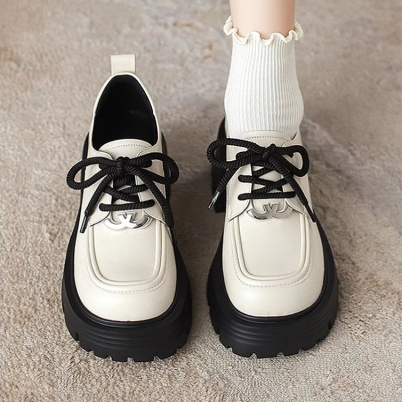 Oxford Lace Up Women - Sapatos Oxford Brancos de Plataforma para
