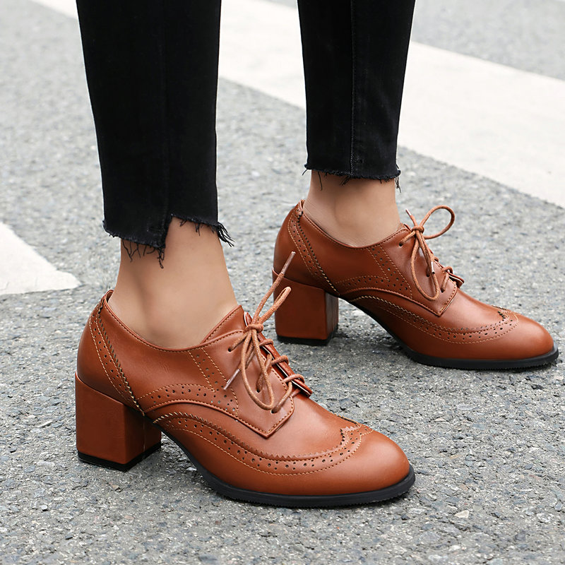 Oxford Lace Up Women - Mais tamanho 36-48 marrom preto cor