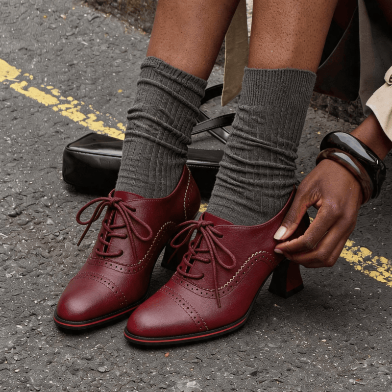 Oxford Lace Up Women - Sapatos Oxford femininos de couro sintético