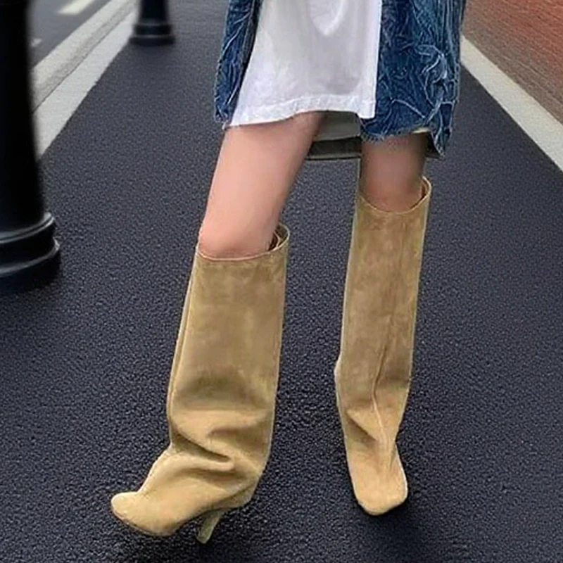 Inverno rua punk dedo do pé re - Knee High Boots Women avaliação e preço