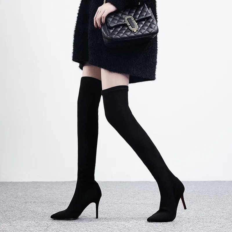 Botas femininas sensuais, acim - Sock Boot Women avaliação e preço