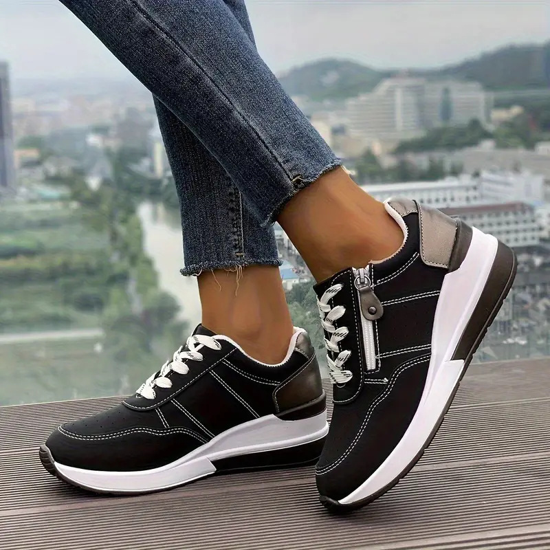 Tênis feminino com zíper later - Oxford Lace Up Women avaliação e preço