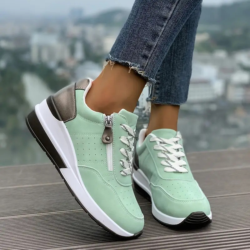 Tênis feminino com zíper later - Oxford Lace Up Women avaliação e preço