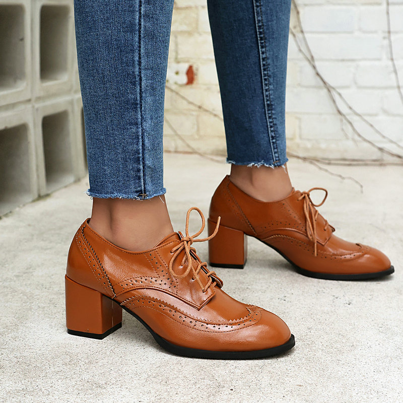 Mais tamanho 36-48 marrom pret - Oxford Lace Up Women avaliação e preço