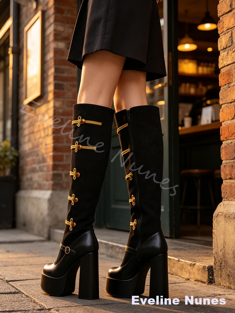 Botas de cano alto com detalhe - Court Heel Pointed avaliação e preço