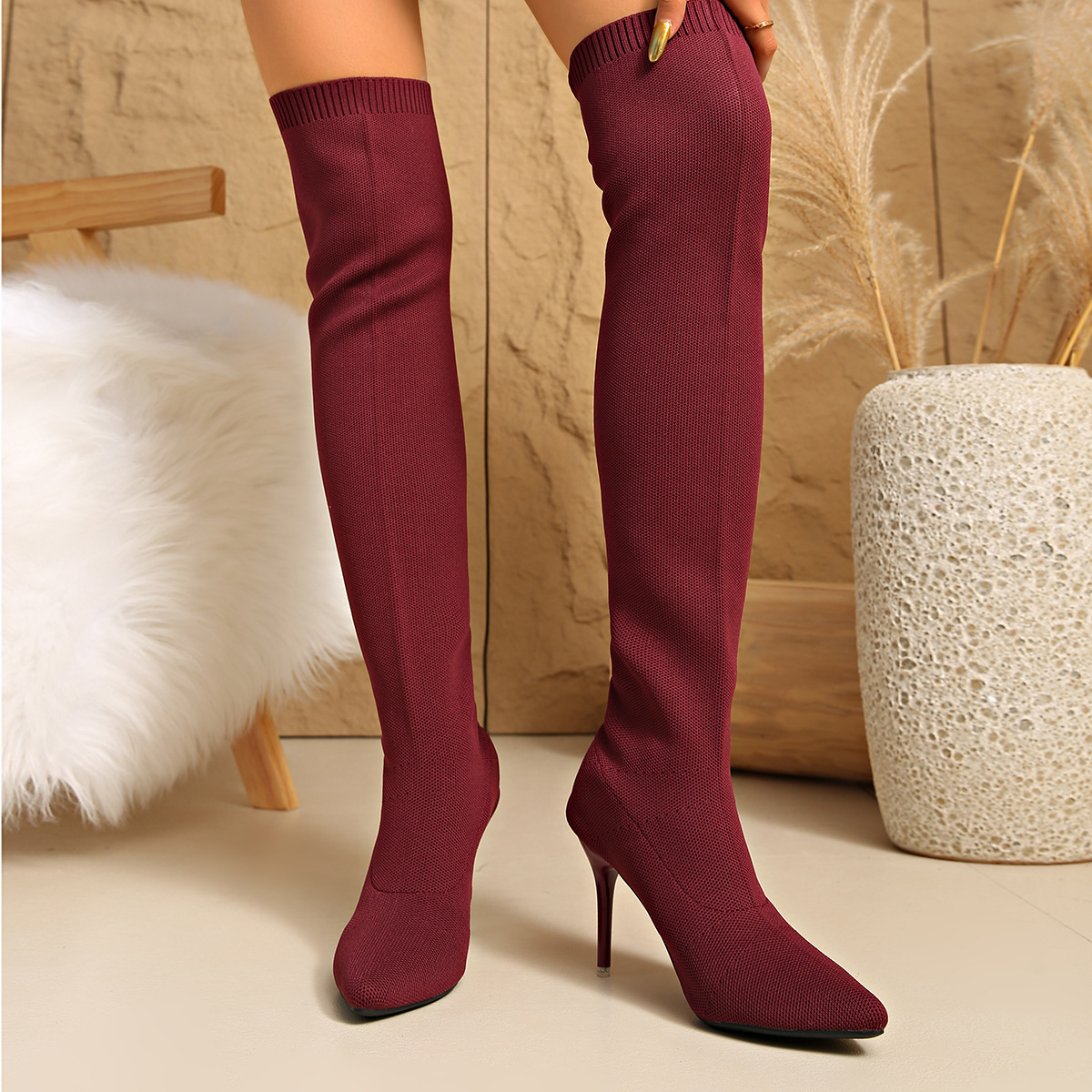 Botas de cano alto, acima do j - Sock Boot Women avaliação e preço