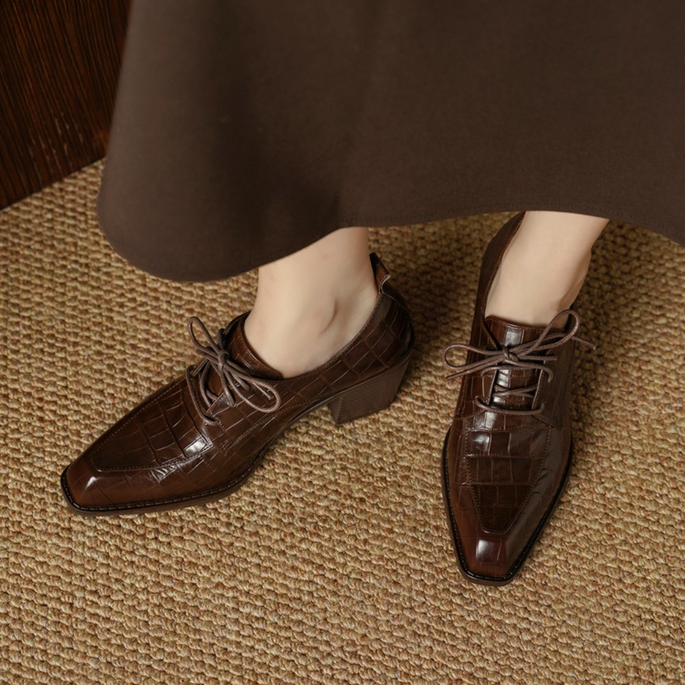 Sapatos Femininos de Couro Gen - Oxford Lace Up Women avaliação e preço